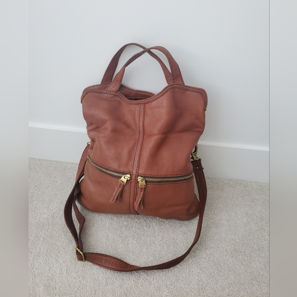 Fossil Handbags - Fossil Erin Leather brown Tote With Fold-over Design100% Genuine leather